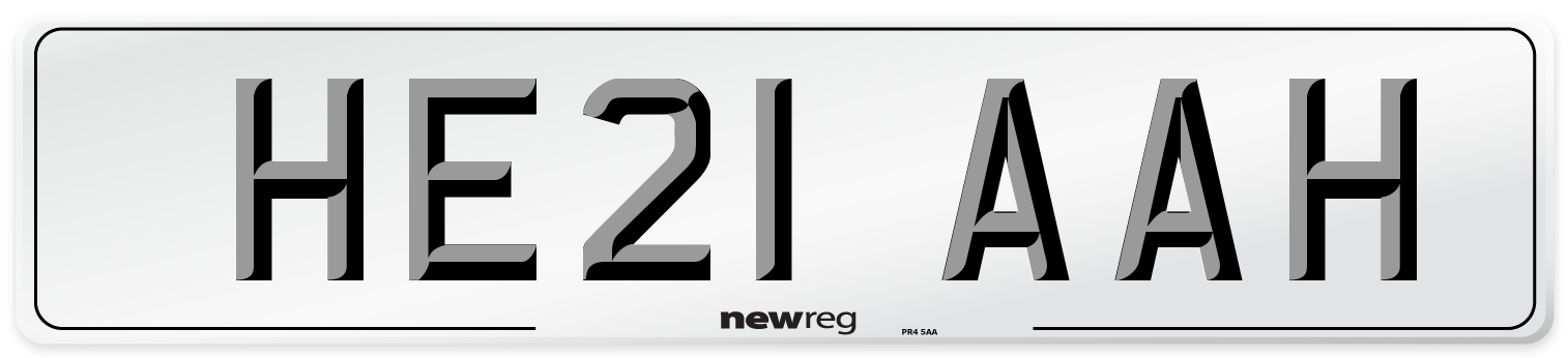 HE21 AAH Number Plate from New Reg